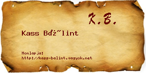 Kass Bálint névjegykártya